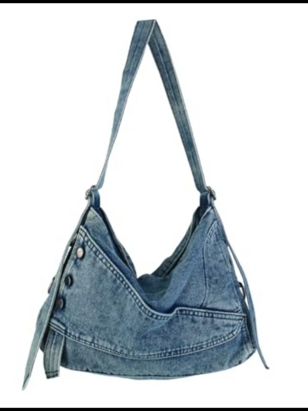 Denim Hobo Shoulder Bag Adjustable Strap Large Tote Handbag